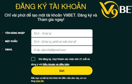 Đăng Ký V9bet – Hướng dẫn đăng ký tài khoản tại nhà cái V9bet