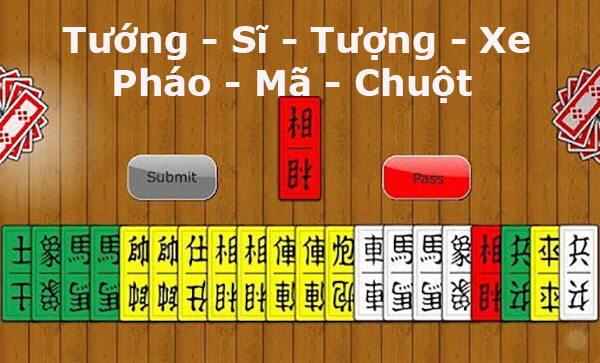 Trong một bộ bài Tức Sắc sẽ có 7 bậc như sau: Tướng - Sĩ - Tượng - Xe - Pháo - Mã - Chuột